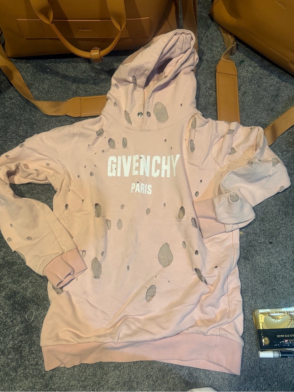 Givenchy Pink Distressed Logo Hoodie